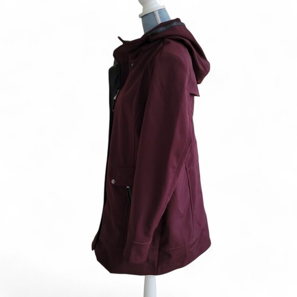 NWOT Badgley Mischka Paneled Thermotech Jacket Coat in Burgundy Style 66934 - Picture 9 of 16